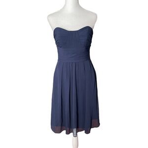 Priscilla of Boston 0 Strapless Dress Sweetheart Dark Blue Empire Waist